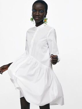 ZARA | White Button-Up Shirt Dress